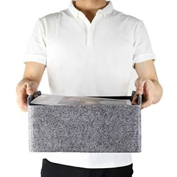 Welaxy storage basket Felt Foldable Drawer Organizer bin Cube Shelf box for Kids Toys Books Clothes Office Closet Babies Nursery organizing (Charcoal)