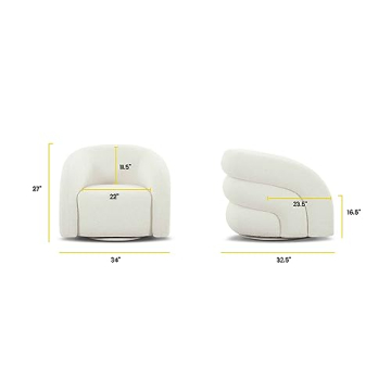 Luxurious POLY & BARK Volos Swivel Chair - Ivory White Boucle