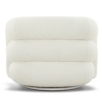 Luxurious POLY & BARK Volos Swivel Chair - Ivory White Boucle