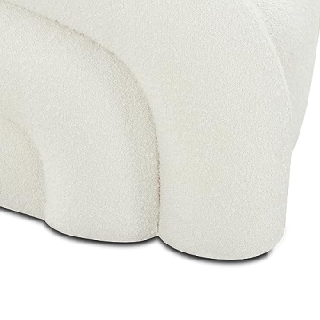 Luxurious POLY & BARK Volos Swivel Chair - Ivory White Boucle