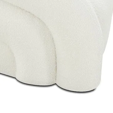 Luxurious POLY & BARK Volos Swivel Chair - Ivory White Boucle