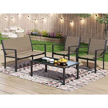 Greesum 4 Pieces Patio Furniture Set for Outdoor Relaxation