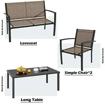 Greesum 4 Pieces Patio Furniture Set for Outdoor Relaxation