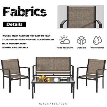 Greesum 4 Pieces Patio Furniture Set for Outdoor Relaxation