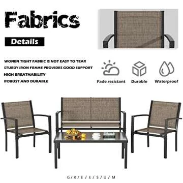 Greesum 4 Pieces Patio Furniture Set for Outdoor Relaxation