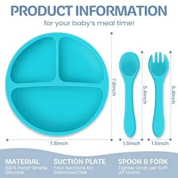 Suction Plates and Utensils for Babies Self-Feeding Set