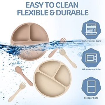 Suction Plates and Utensils for Babies Self-Feeding Set