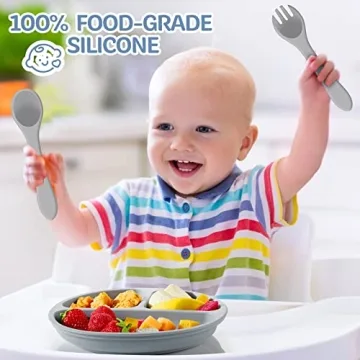 Suction Plates and Utensils for Babies Self-Feeding Set