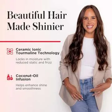 REVLON SmoothStay Coconut Oil Infused Hair Curling Iron - Barrel Curling Iron 1 ½ Inch for Loose Curls, Shinier, Visibly Smoother Hair (1 ½ in)