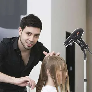 Erytlly Adjustable 360-Degree Rotating Hands-Free Metal Hair Dryer Stand and Holder for Bathroom, Vanity, Makeup Room