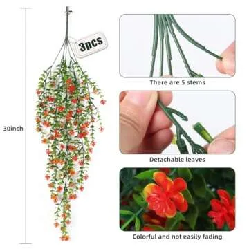 Vibrant Faux Hanging Plants for Indoor Outdoor Decoration - 3 Pk.