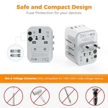 TESSAN Universal Travel Adapter, International Plug Adaptor with 2 USB C Wall Charger 2 USB A Ports, Worldwide Power Outlet Travel Essentials for US to European EU UK AUS (Type C/G/A/I)