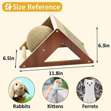 Fhiny Rabbit Scratch Ball, Natural Sisal Rope Claws Scratching Corrugated Board for Indoor Kittens Scratch Pawller Rotating Ball Interactive Toys for Bunny Kitten and Other Small Pets