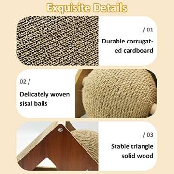 Fhiny Rabbit Scratch Ball, Natural Sisal Rope Claws Scratching Corrugated Board for Indoor Kittens Scratch Pawller Rotating Ball Interactive Toys for Bunny Kitten and Other Small Pets