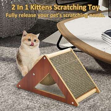 Fhiny Rabbit Scratch Ball, Natural Sisal Rope Claws Scratching Corrugated Board for Indoor Kittens Scratch Pawller Rotating Ball Interactive Toys for Bunny Kitten and Other Small Pets