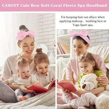 Casoty Pink 6 Pcs Spa Headband, Hair Band for Washing Face, Makeup Headband, Skincare Headbands, Soft Fleece Hairband for Face Washing Yoga