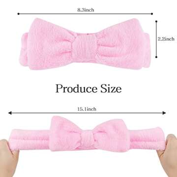 Casoty Pink 6 Pcs Spa Headband, Hair Band for Washing Face, Makeup Headband, Skincare Headbands, Soft Fleece Hairband for Face Washing Yoga