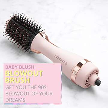 FoxyBae Hair Dryer Brush, Baby Blush, 60mm - Pro Volumizer Hot Air Dryer Brush, 2 Heat settings & Co...
