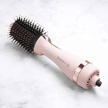 FoxyBae Hair Dryer Brush, Baby Blush, 60mm - Pro Volumizer Hot Air Dryer Brush, 2 Heat settings & Cool shot, Ceramic Tourmaline Ionic Technology, Dual Bristles, for Healthy Hair, Blush Color