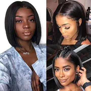 PANEWAY U Part Wig Human Hair Wigs For Black Women 10 inch Short Bob Straight Wig Brazilian Remy Human Hair Bob Wigs Clip in Half Wig U Part Hair Extensions Natural Color