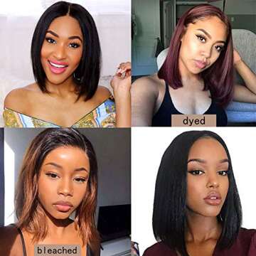 PANEWAY U Part Wig Human Hair Wigs For Black Women 10 inch Short Bob Straight Wig Brazilian Remy Human Hair Bob Wigs Clip in Half Wig U Part Hair Extensions Natural Color