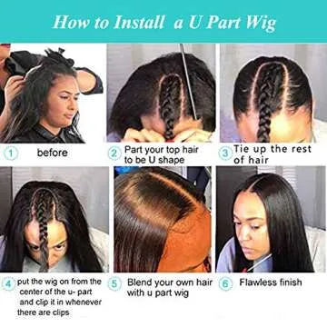 PANEWAY U Part Wig Human Hair Wigs For Black Women 10 inch Short Bob Straight Wig Brazilian Remy Human Hair Bob Wigs Clip in Half Wig U Part Hair Extensions Natural Color