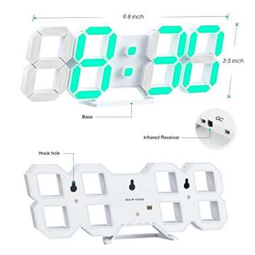 3D LED Desk Alarm Clock Night Light 7 Colors 9.7" with Remote Control, Digital Alarm Clock Adjustable Brightness Timer 12/24 Hr Time/Date/Temperature for Kid Bedroom/ Kitchen/Office -Colorful