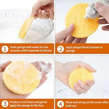 METUUTER 50 PCS Compressed Facial Sponges for Estheticians- 100% Natural Cellulose Face Sponge Professional Cosmetic Spa Sponges for Face Cleansing, Massage, Pore Exfoliating, Mask, Makeup Removal