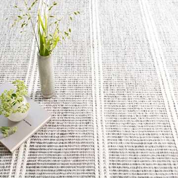 Dash and Albert Malta Wool Area Rug - 9' x 12' Grey - Coastal Charm Handwoven Wool Accent Rug - Dura...