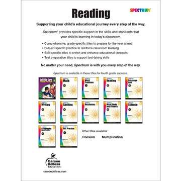 Spectrum Reading Comprehension Grade 4, Ages 9 to 10, 4th Grade Reading Comprehension Workbooks, Non...