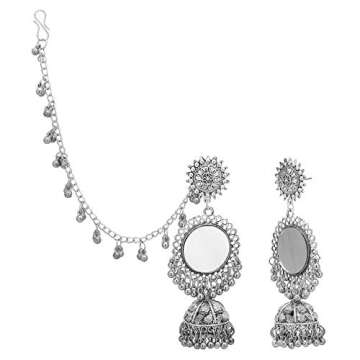 Jwellmart Indian Jewelry Wedding Bollywood Oxidized Silver Bahubali Jhumka Jhumki Jewelry Earrings F...
