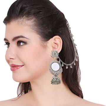 Jwellmart Indian Jewelry Wedding Bollywood Oxidized Silver Bahubali Jhumka Jhumki Jewelry Earrings For Women