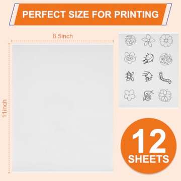 FURWEY 12PCS Sticky Water Soluble Embroidery Stabilizer Printable Paper