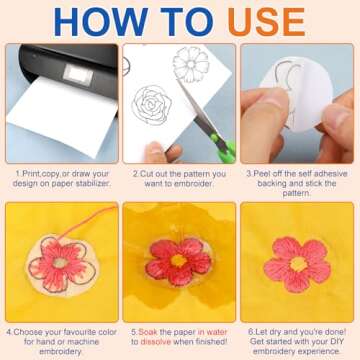 FURWEY Water Soluble Embroidery Stabilizer 12PCS