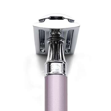 Edwin Jagger DELHEBLAMZ Classic Long Handled Double Edge Manual Eco-Friendly and Reusable Safety Razor for Men and Women for Shaving cream or Soap Fits All DE Razor Blades (Heather)