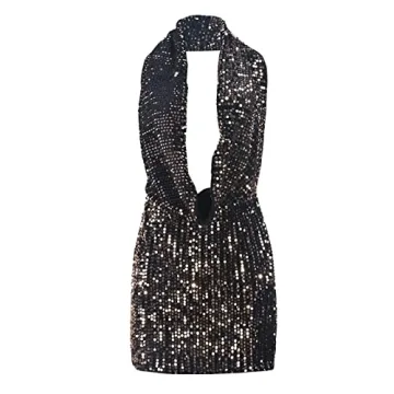 Novaorily Women Sparkly Sequin Mini Dress Party Club Nights