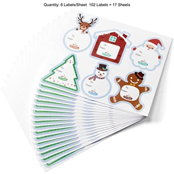 102pc Christmas Gift Tags Stickers for Festive Packaging