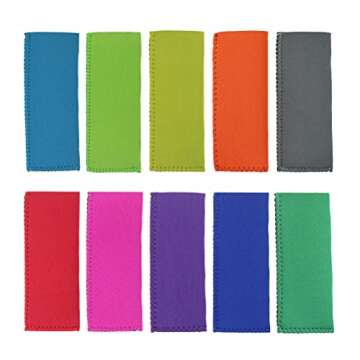 Creatrill 20 Pack Ice Pop Sleeves Popsicle Holders Bags, Neoprene Fabric, 10 Colors