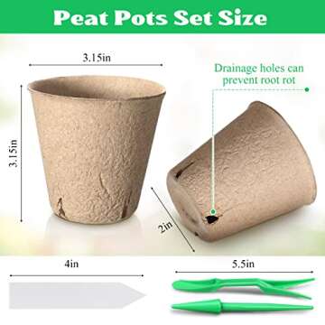 240 Pcs 3.15 Inch Peat Pots Seedling Start Trays Kit Seed Pots for Planting Germination Nursery Pots...