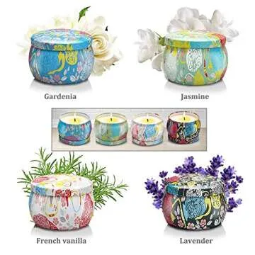 Large Size Scented Candles Gifts Sets for Women,4.4oz Travel Tin Aromatherapy Soy Candle with Gardenia,Jasmine and Lavender Fragrance Gift for Birthday Mother's Day Christmas Bath Yoga