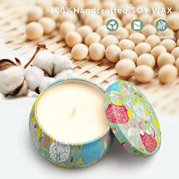 Large Size Scented Candles Gifts Sets for Women,4.4oz Travel Tin Aromatherapy Soy Candle with Gardenia,Jasmine and Lavender Fragrance Gift for Birthday Mother's Day Christmas Bath Yoga