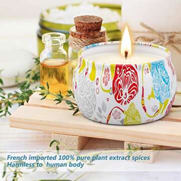 Large Size Scented Candles Gifts Sets for Women,4.4oz Travel Tin Aromatherapy Soy Candle with Gardenia,Jasmine and Lavender Fragrance Gift for Birthday Mother's Day Christmas Bath Yoga