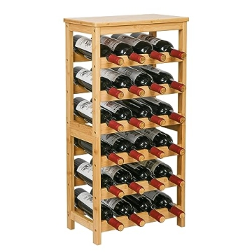 Eco-Friendly Bamboo Wine Rack - Holds 24 Bottles, Stylish & Sturdy