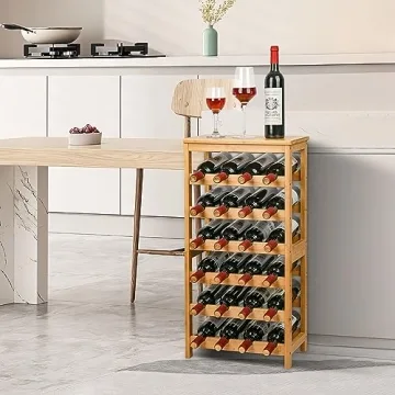 24-Bottle Bamboo Wine Rack Stylish Sturdy Eco-Friendly