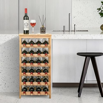 24-Bottle Bamboo Wine Rack Stylish Sturdy Eco-Friendly