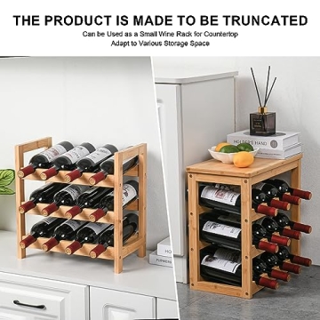 24-Bottle Bamboo Wine Rack Stylish Sturdy Eco-Friendly