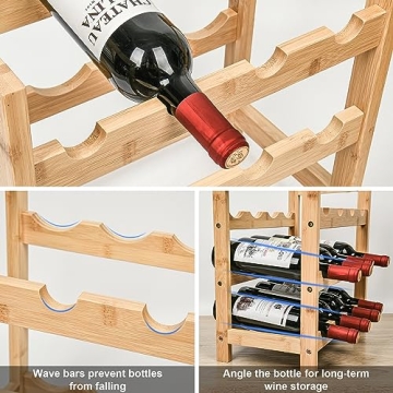 24-Bottle Bamboo Wine Rack Stylish Sturdy Eco-Friendly