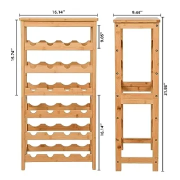 24-Bottle Bamboo Wine Rack Stylish Sturdy Eco-Friendly