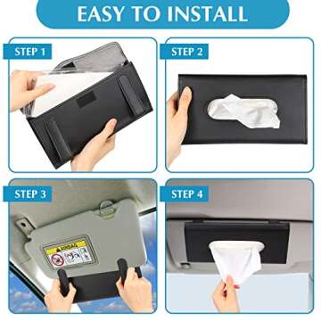 2 Pcs Car Tissue Mask Holder Sun Visor Car Napkin Holder PU Leather Car Tissue Box Hanging Tissue Dispenser for Car Tissue Case Holder for Car Vehicle Backseat Interior Accessories (Black)