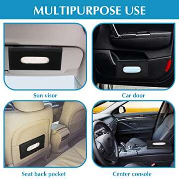 2 Pcs Car Tissue Mask Holder Sun Visor Car Napkin Holder PU Leather Car Tissue Box Hanging Tissue Dispenser for Car Tissue Case Holder for Car Vehicle Backseat Interior Accessories (Black)